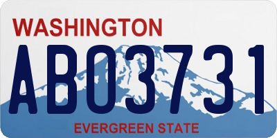 WA license plate ABO3731