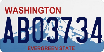 WA license plate ABO3734