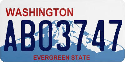 WA license plate ABO3747