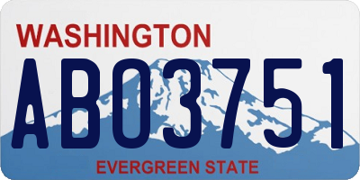 WA license plate ABO3751