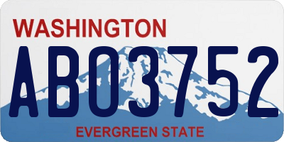 WA license plate ABO3752