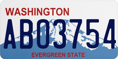 WA license plate ABO3754