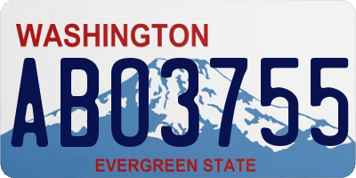 WA license plate ABO3755