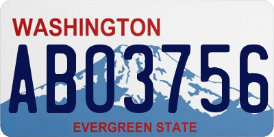 WA license plate ABO3756