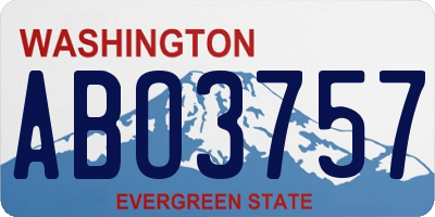 WA license plate ABO3757