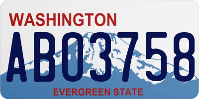 WA license plate ABO3758