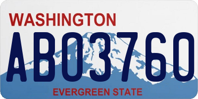 WA license plate ABO3760