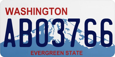 WA license plate ABO3766
