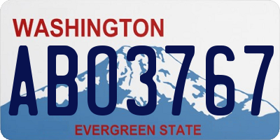 WA license plate ABO3767