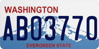 WA license plate ABO3770