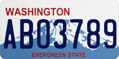 WA license plate ABO3789