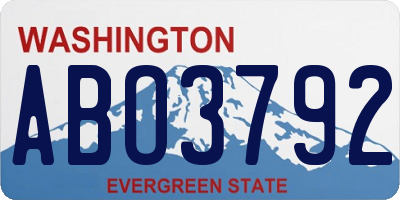 WA license plate ABO3792