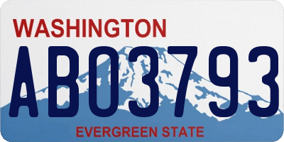 WA license plate ABO3793