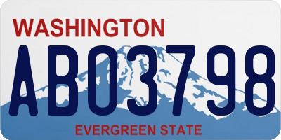 WA license plate ABO3798
