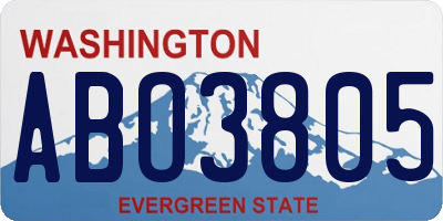 WA license plate ABO3805