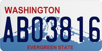 WA license plate ABO3816