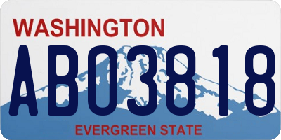 WA license plate ABO3818