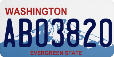WA license plate ABO3820