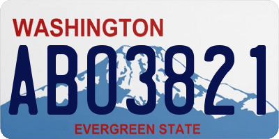 WA license plate ABO3821