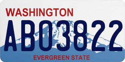WA license plate ABO3822