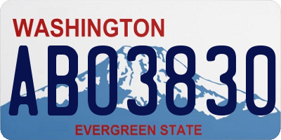 WA license plate ABO3830