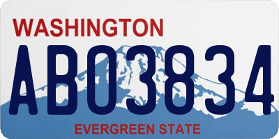 WA license plate ABO3834