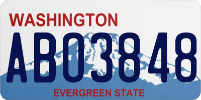WA license plate ABO3848