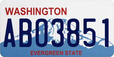 WA license plate ABO3851