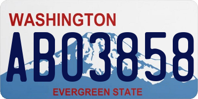 WA license plate ABO3858