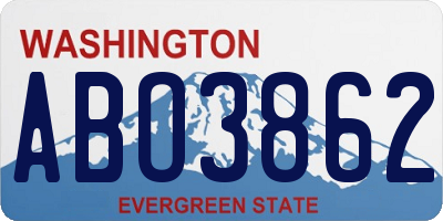 WA license plate ABO3862