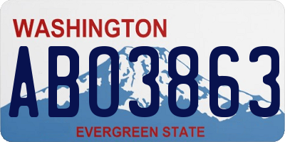 WA license plate ABO3863