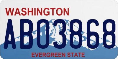 WA license plate ABO3868