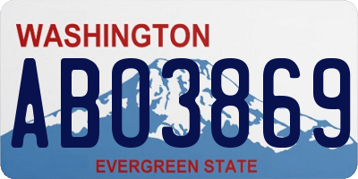 WA license plate ABO3869