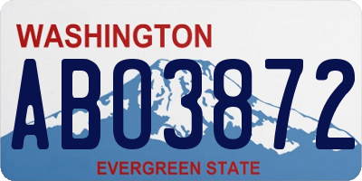 WA license plate ABO3872