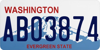 WA license plate ABO3874
