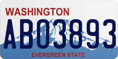 WA license plate ABO3893