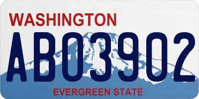 WA license plate ABO3902