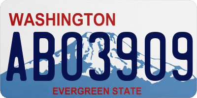 WA license plate ABO3909
