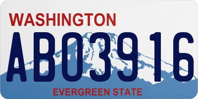 WA license plate ABO3916