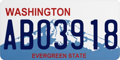WA license plate ABO3918