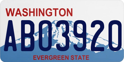 WA license plate ABO3920