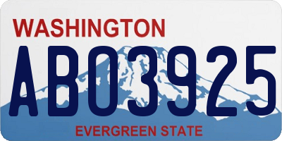 WA license plate ABO3925