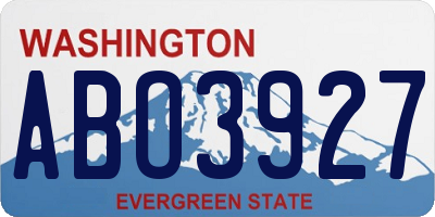 WA license plate ABO3927