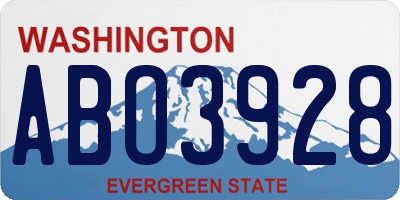 WA license plate ABO3928