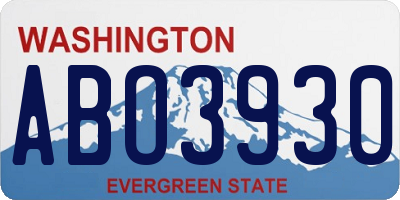 WA license plate ABO3930