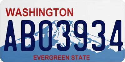WA license plate ABO3934