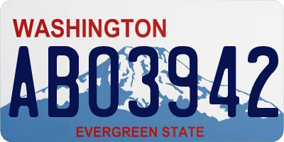 WA license plate ABO3942