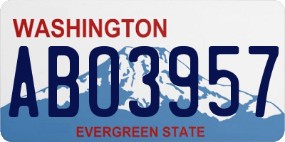 WA license plate ABO3957