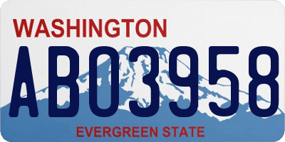 WA license plate ABO3958