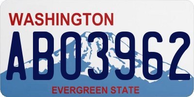 WA license plate ABO3962
